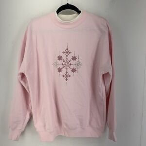 Vintage 90s‎ Double Crewneck Embellished Sweatshirt Embroidered Winter Christmas